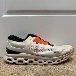 On Cloudstratus Shoes Mens Size 10 White Orange Road Running Sneakers Athletic